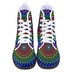 3d Psychedelic Shape Circle Dots Color Kid s High-top Canvas Sneakers by Modalart