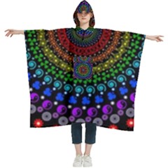 3d Psychedelic Shape Circle Dots Color Women s Hooded Rain Ponchos by Modalart