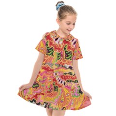 Fantasy Psychedelic Surrealism Trippy Kids  Short Sleeve Shirt Dress by Modalart