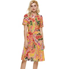 Fantasy Psychedelic Surrealism Trippy Button Top Knee Length Dress by Modalart