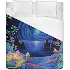 Psychedelic Mushrooms Psicodelia Dream Blue Duvet Cover (california King Size) by Modalart