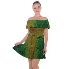 Psychedelic Screen Trippy Off Shoulder Velour Dress by Modalart