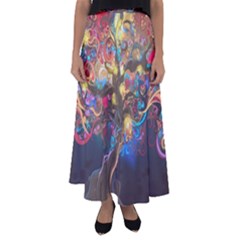 Psychedelic Tree Abstract Psicodelia Flared Maxi Skirt by Modalart