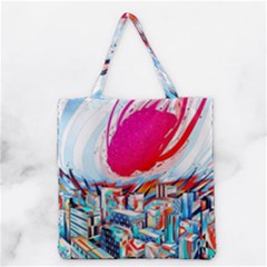 Artistic Psychedelic Art Grocery Tote Bag by Modalart