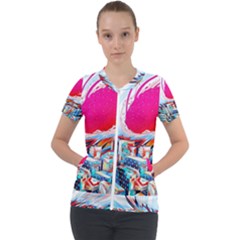 Artistic Psychedelic Art Short Sleeve Zip Up Jacket by Modalart