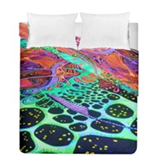 Psychedelic Blacklight Drawing Shapes Art Duvet Cover Double Side (full/ Double Size) by Modalart