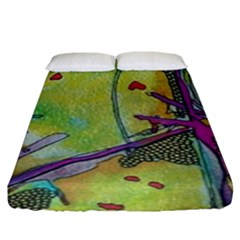 Green Peace Sign Psychedelic Trippy Fitted Sheet (king Size) by Modalart