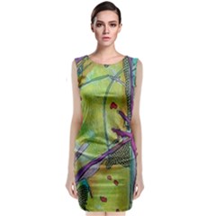 Green Peace Sign Psychedelic Trippy Classic Sleeveless Midi Dress by Modalart