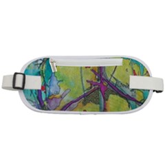 Green Peace Sign Psychedelic Trippy Rounded Waist Pouch by Modalart