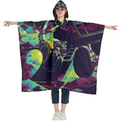 Artistic Psychedelic Abstract Women s Hooded Rain Ponchos by Modalart