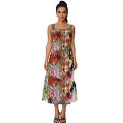 Valentine s Day Heart Artistic Psychedelic Square Neckline Tiered Midi Dress by Modalart