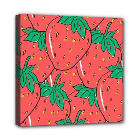 Texture Sweet Strawberry Dessert Food Summer Pattern Mini Canvas 8  X 8  (stretched) by Sarkoni