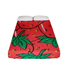 Texture Sweet Strawberry Dessert Food Summer Pattern Fitted Sheet (full/ Double Size) by Sarkoni