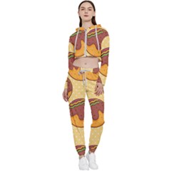 Takoyaki Food Seamless Pattern Cropped Zip Up Lounge Set by Sarkoni