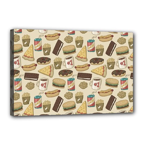 Junk Food Hipster Pattern Canvas 18  X 12  (stretched) by Sarkoni