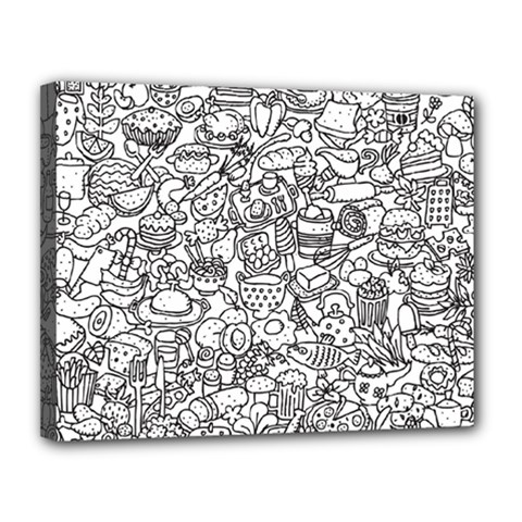 Food Doodle Pattern Canvas 14  X 11  (stretched) by Sarkoni