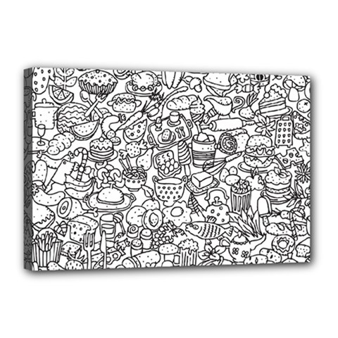 Food Doodle Pattern Canvas 18  X 12  (stretched) by Sarkoni