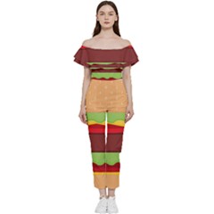 Cake Cute Burger Bardot Ruffle Jumpsuit by Dutashop