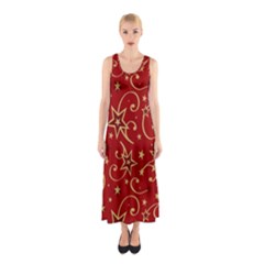 Christmas Texture Pattern Red Craciun Sleeveless Maxi Dress by Sarkoni