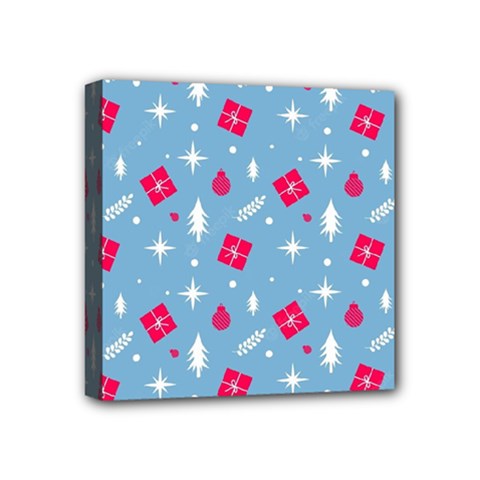 Christmas  Xmas Pattern Vector With Gifts And Pine Tree Icons Mini Canvas 4  X 4  (stretched) by Sarkoni