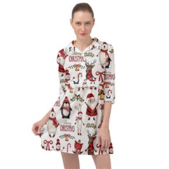 Christmas Characters Pattern Mini Skater Shirt Dress by Sarkoni