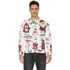 Christmas Characters Pattern Men s Fleece Sweatshirt by Sarkoni