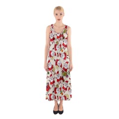 Christmas  Santa Claus Patterns Sleeveless Maxi Dress by Sarkoni