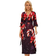 Christmas Lollipop Bowknot Celebrations Midsummer Wrap Dress by Sarkoni