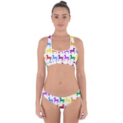 Colorful Horse Background Wallpaper Cross Back Hipster Bikini Set by Amaryn4rt