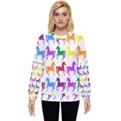 Colorful Horse Background Wallpaper Hidden Pocket Sweatshirt by Amaryn4rt