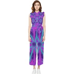 Wallpaper Tie Dye Pattern Women s Frill Top Chiffon Jumpsuit by Ravend