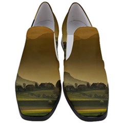 Mountains Village Trees Hills Women Slip On Heel Loafers by Sarkoni