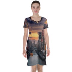 River Buildings City Urban Short Sleeve Nightdress by Sarkoni