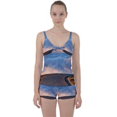 Landscape Sky Clouds Mountain Road Tie Front Two Piece Tankini by Sarkoni