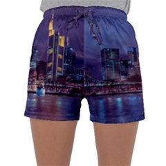 Frankfurt City Skyline Skyscraper Sleepwear Shorts by Sarkoni