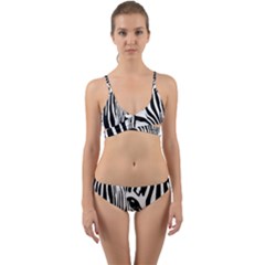 Animal Cute Pattern Art Zebra Wrap Around Bikini Set by Amaryn4rt