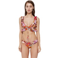 Abstract Abstraction Pattern Moder Low Cut Ruffle Edge Bikini Set by Amaryn4rt