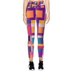 Abstract Background Geometry Blocks Pocket Leggings  by Amaryn4rt