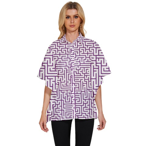 Maze Lost Confusing Puzzle Women s Batwing Button Up Shirt by Amaryn4rt