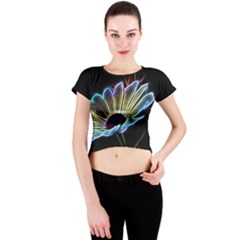 Flower Pattern Design Abstract Background Crew Neck Crop Top by Amaryn4rt