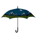 Vector Graphic Mountains Snow Wolf Hook Handle Umbrellas (Large) View3