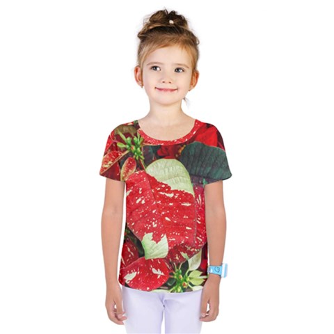 Poinsettia Christmas Star Plant Kids  One Piece T-shirt by Sarkoni