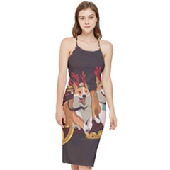 Christmas Santa Claus Dog Sled Bodycon Cross Back Summer Dress by Sarkoni