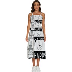 Happy Birthday Celebration Party Sleeveless Shoulder Straps Boho Dress by Sarkoni