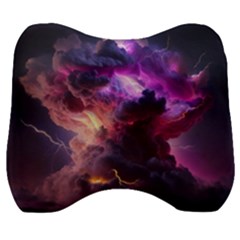 Cloud Heaven Storm Chaos Purple Velour Head Support Cushion by Sarkoni