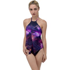 Cloud Heaven Storm Chaos Purple Go With The Flow One Piece Swimsuit by Sarkoni