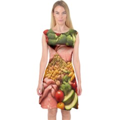 Fruit Snack Diet Bio Food Healthy Capsleeve Midi Dress by Sarkoni