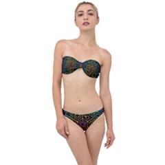 Circuit Hexagonal Geometric Pattern Background Pattern Classic Bandeau Bikini Set by Vaneshop