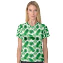 Tropical Leaf Pattern V-Neck Sport Mesh T-Shirt View1