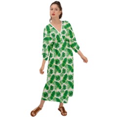 Tropical Leaf Pattern Grecian Style  Maxi Dress by Dutashop